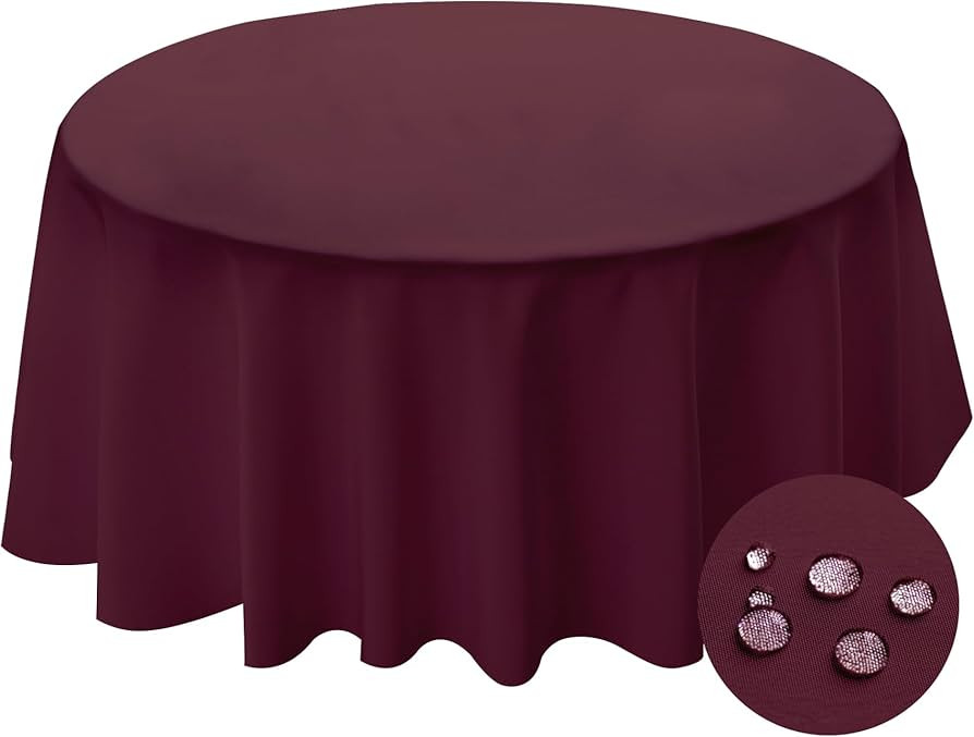 BYDOLL Table Cloth Round 60 Inch Tablecloth Fits Max50 Inch Diameter Top,Burgundy Washable Outdoo... | Amazon (US)