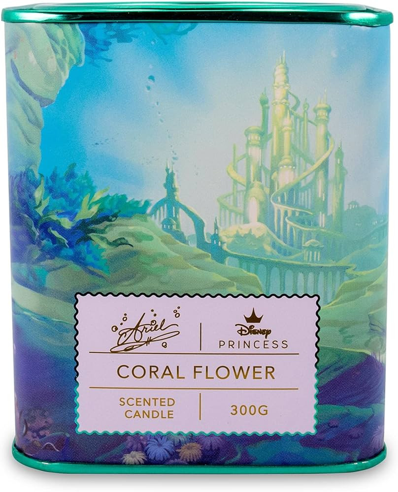 Disney Princess Home Collection Ariel 11-Ounce Scented Tea Tin Candle with Coral Flower Fragrance... | Amazon (US)