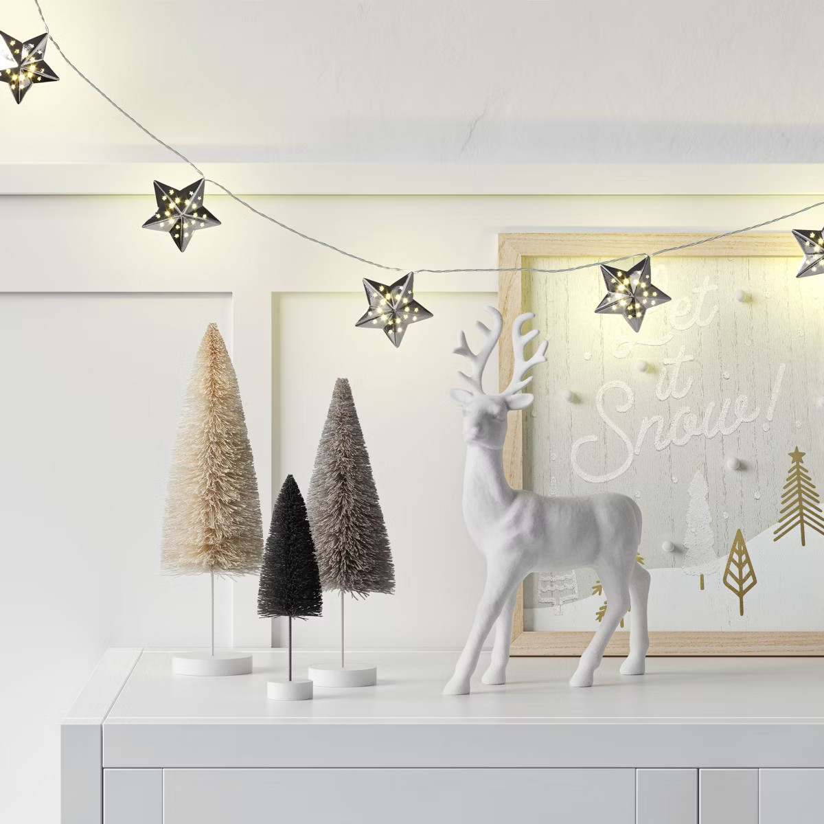 10ct LED Battery Operated Silver Star Christmas Novelty String Lights Warm White - Wondershop™ | Target