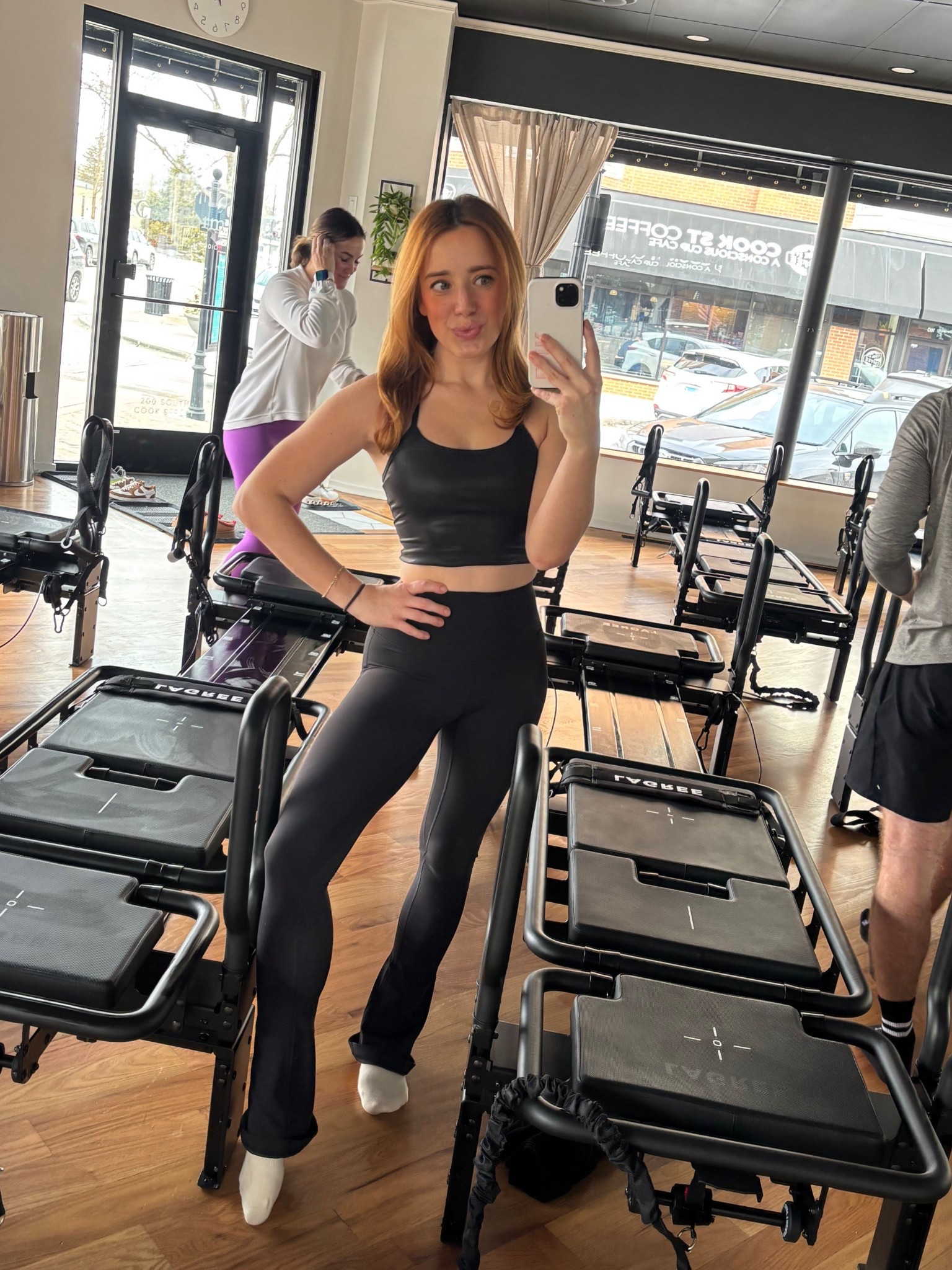 Lagree girly mid week Lunch time workout! Loving my flare leggings from Lululemon and beyond yoga shiny black tank! 

#LTKfitnessgoals #LTKdayinmylife #LTKselfcare