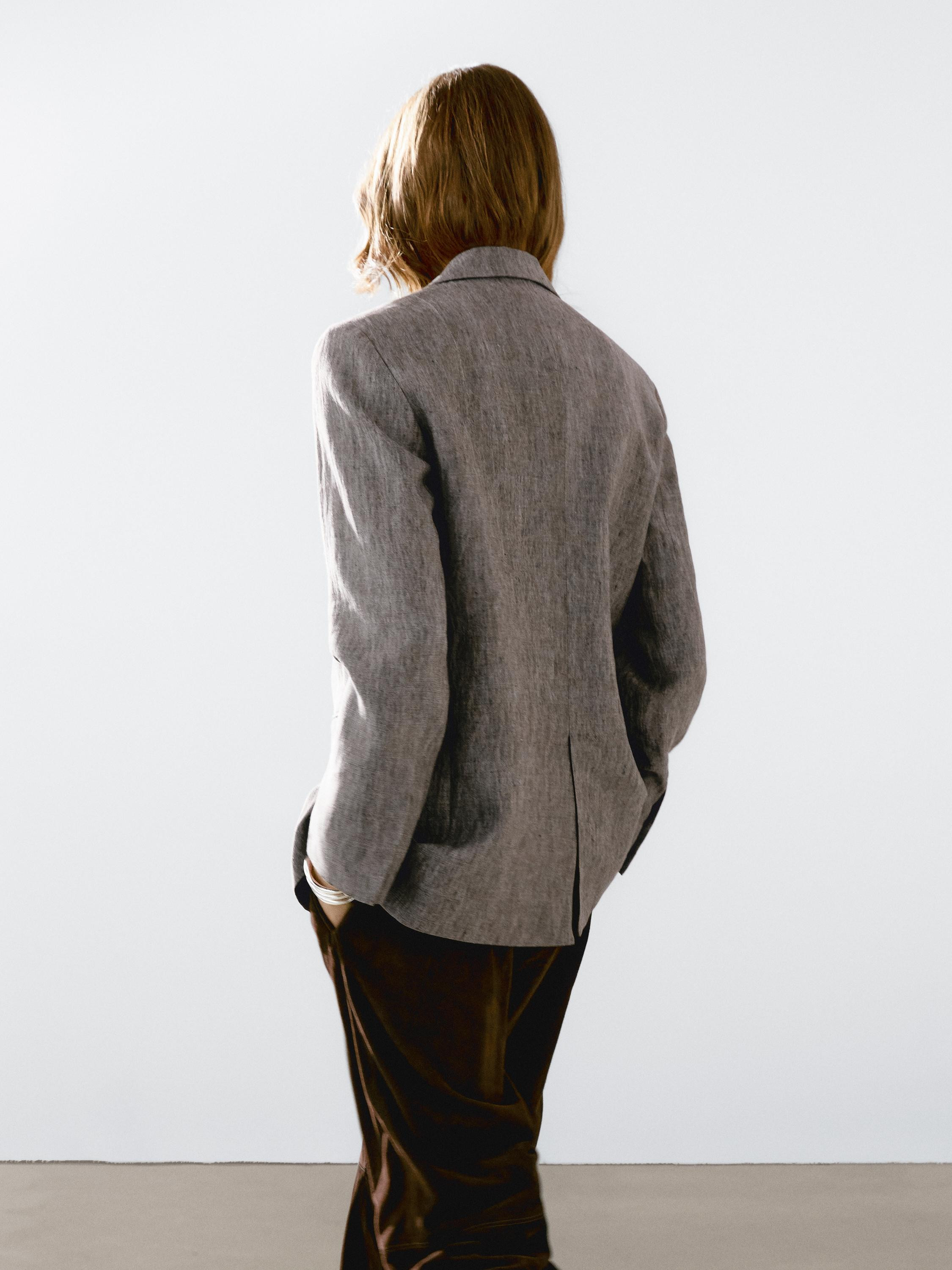 Flecked 100% linen blazer | Massimo Dutti UK