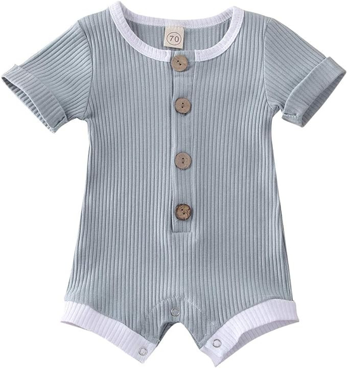 Newborn Infant Baby Boys Romper Jumpsuit Button/Zipper Bodysuit Cotton One Piece Outfits | Amazon (US)