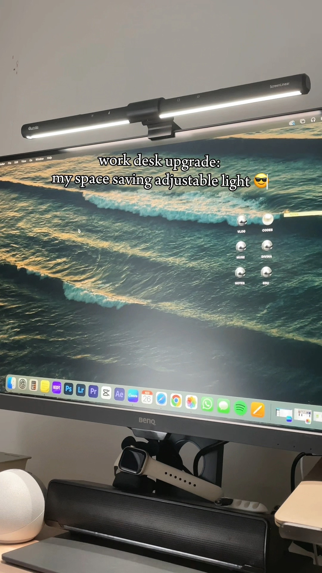 Amazon find and one of my favorited work desk essentials for a space saving home office. Sleek, minimalist, adjustable desk lamp light that turns on with a touch and has different brightness levels and temperatures for any phase of productivity. It sits on top of your monitor without obstructing view with no damage and sits sturdy! Ugh, I love these finds! 
-
Amazon office finds, Amazon home office, home office organization, desk organization, desk light for small spaces 

#LTKVideo #LTKOver40 #LTKHome