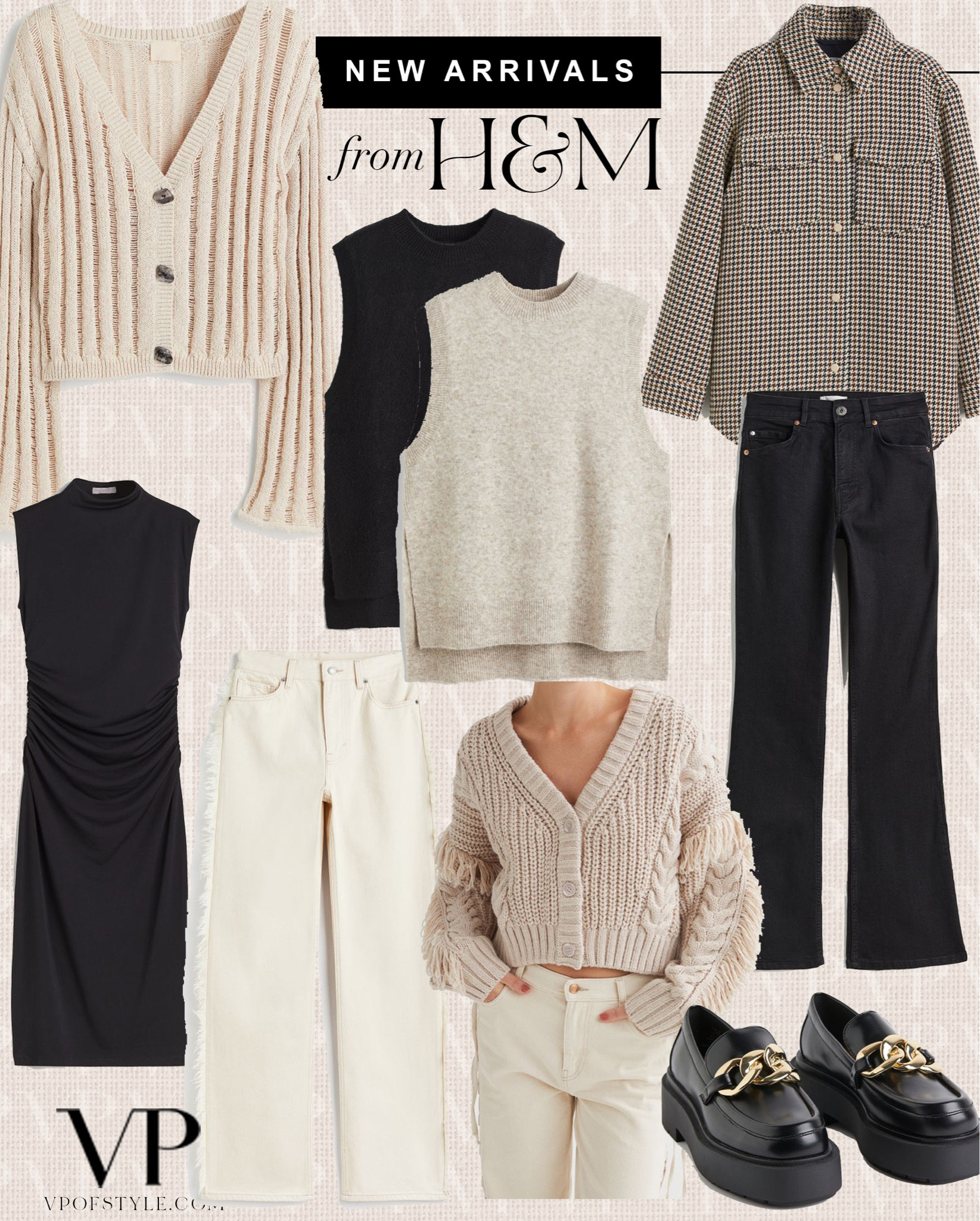 H&M new fall arrivals. New fall basics, sweater vests, sweaters, button from sweaters, fringe sweater, fringe jeans, black dress, black flare jeans, plaid shacket, affordable fashion 

#LTKunder100 #LTKunder50 #LTKstyletip