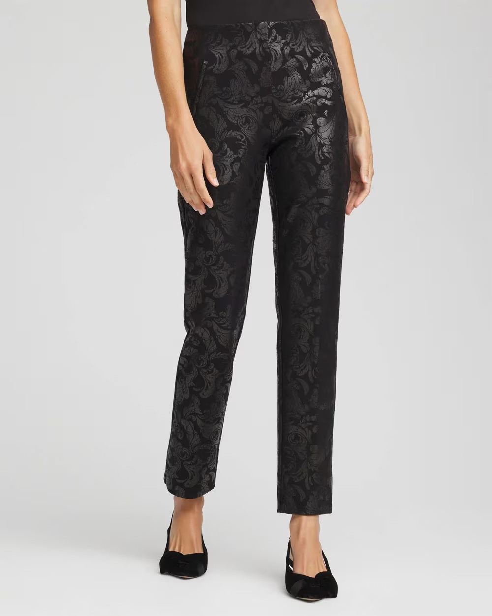 Petite Juliet Black Foiled Slim Ankle Pants | Chico's