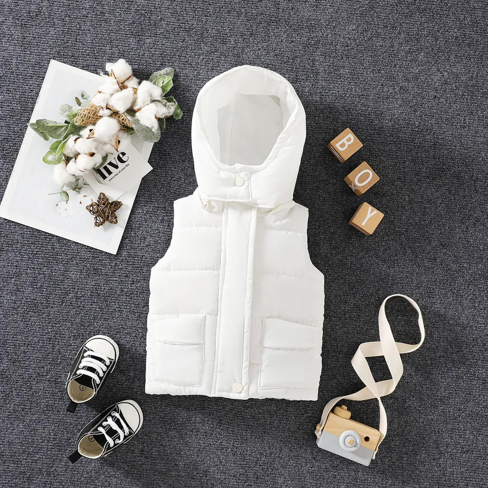 Baby Boy/Girl Solid Thermal Hooded Vest Winter Coat | PatPat