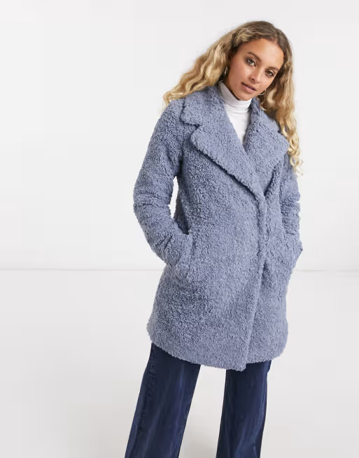 Gianni Feraud Blue teddy fleece coat | ASOS (Global)