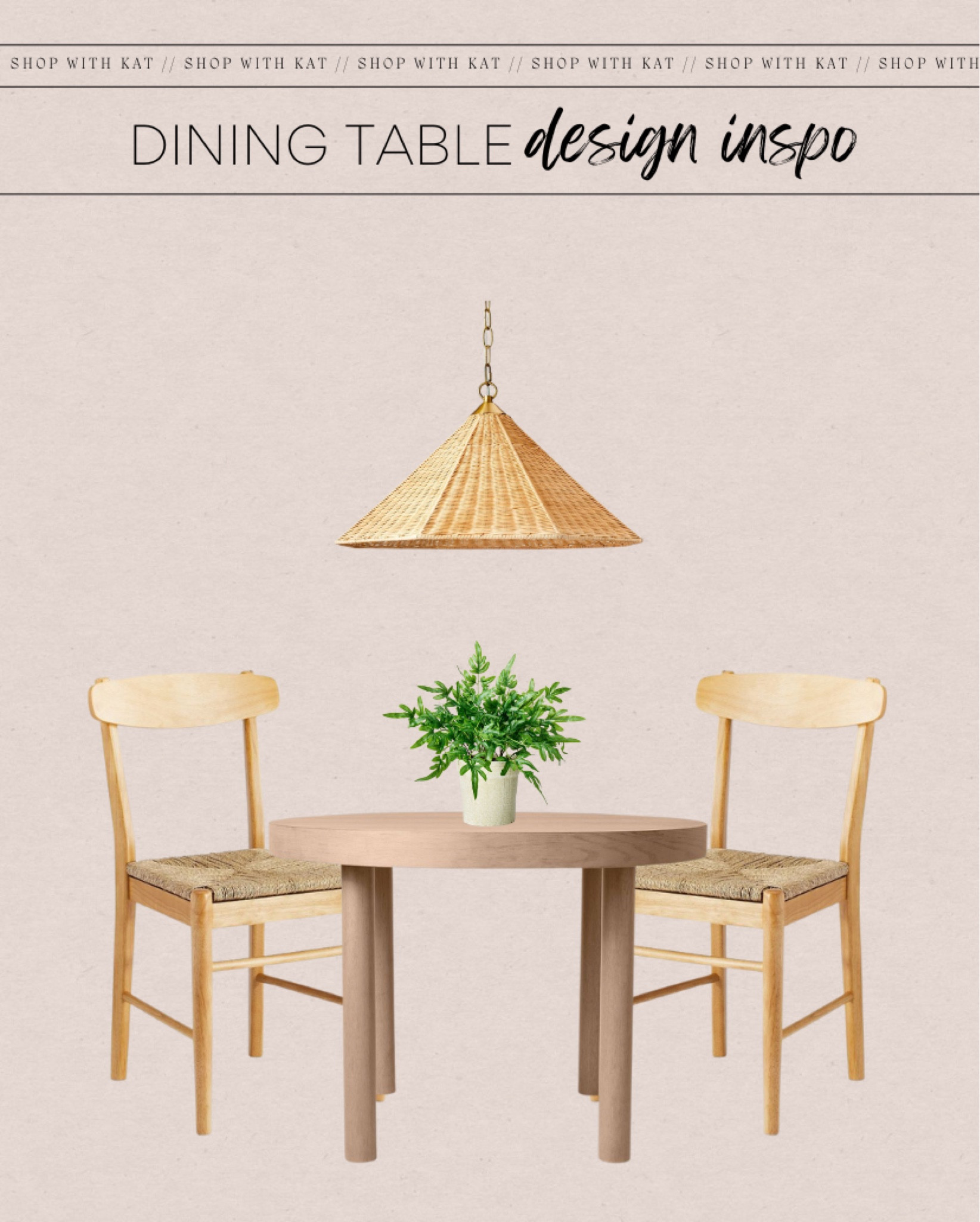 Dining table, rattan light, dining chair, faux potted plant

#LTKstyletip #LTKhome #LTKFind