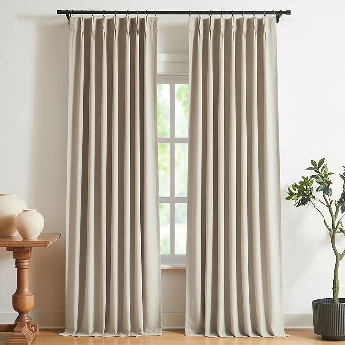Vision Home Sand Pinch Pleated Full Blackout Curtains Linen Blended Room Darkening Window Curtain... | Amazon (US)