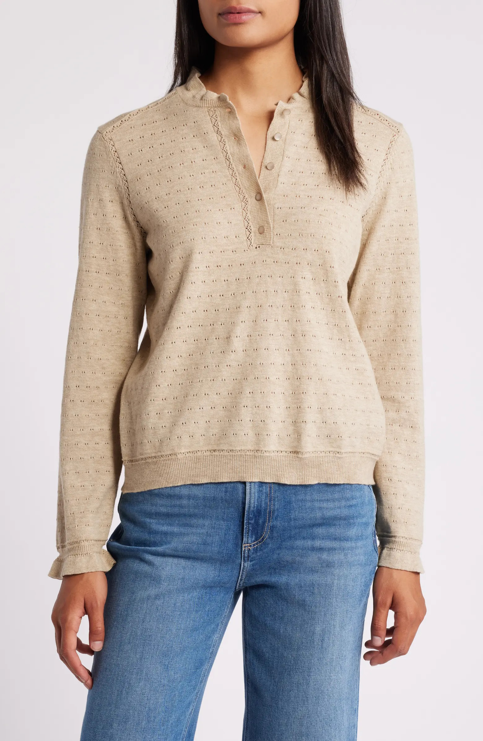 Ruffle Pointelle Sweater | Nordstrom