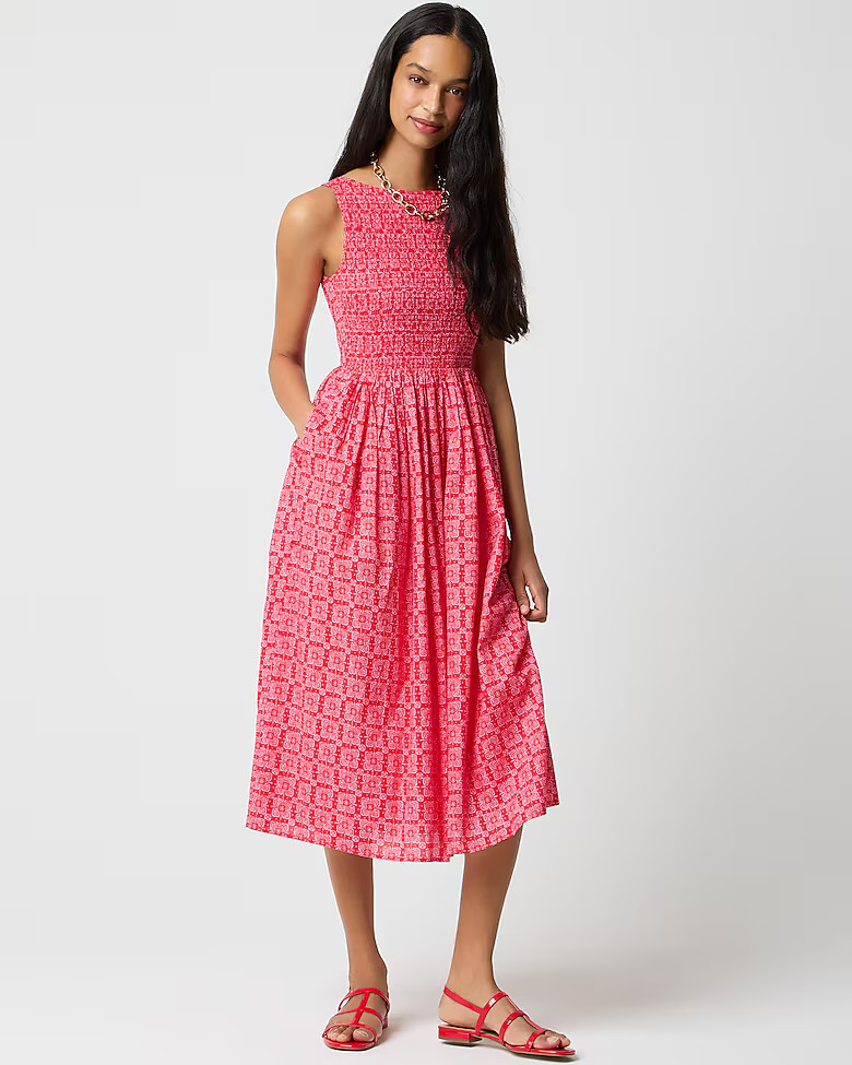 Smocked boatneck midi dress | J.Crew Factory