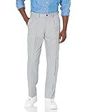 Amazon Essentials Men's Classic-Fit Expandable-Waist Pleated Dress Pant, Light Grey, 40W x 29L | Amazon (US)