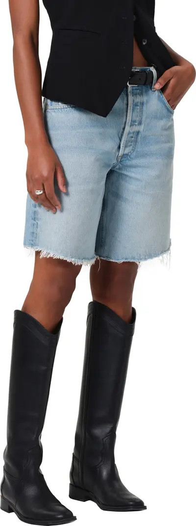 Ayla Distressed High Waist Cutoff Denim Bermuda Shorts | Nordstrom