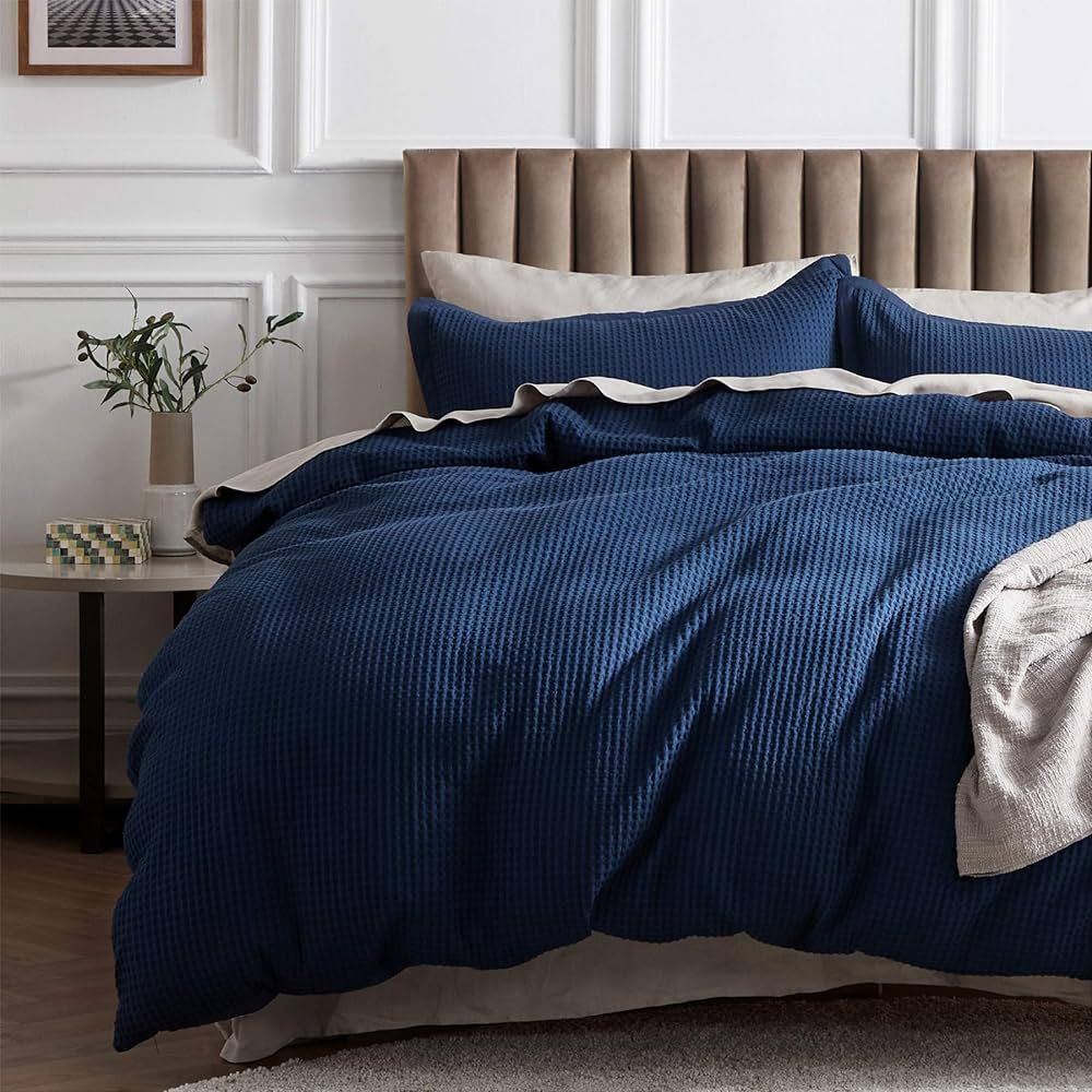 Bedsure Cotton Duvet Cover King - 100% Cotton Waffle Weave Linen Duvet Cover King Size, Soft and ... | Amazon (US)