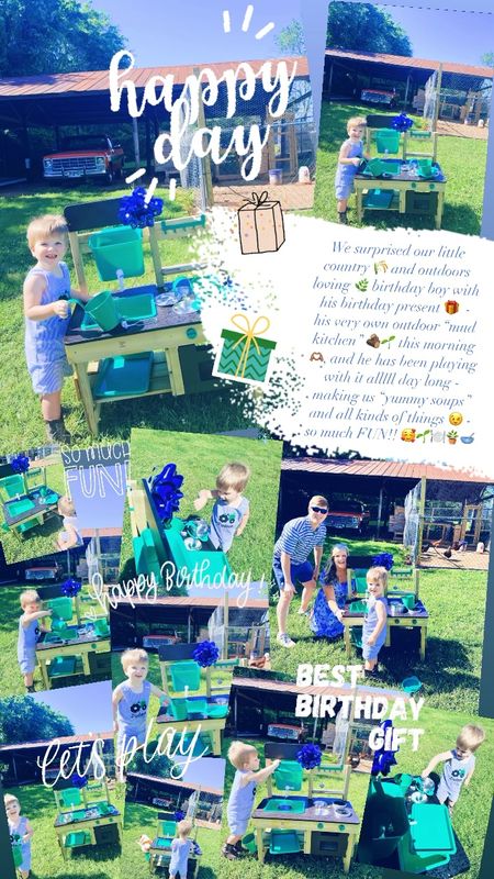 We surprised our little country 🌾 and outdoors loving 🌿 birthday boy with his birthday present 🎁  - his very own outdoor “mud kitchen” 🪵🌱 this morning 🫶🏽, and he has been playing with it alllll day long - making us “yummy soups” and all kinds of things 😉 - so much FUN!! 🥰🌱🍽️🪴🥣

#LTKBaby #LTKFamily #LTKKids