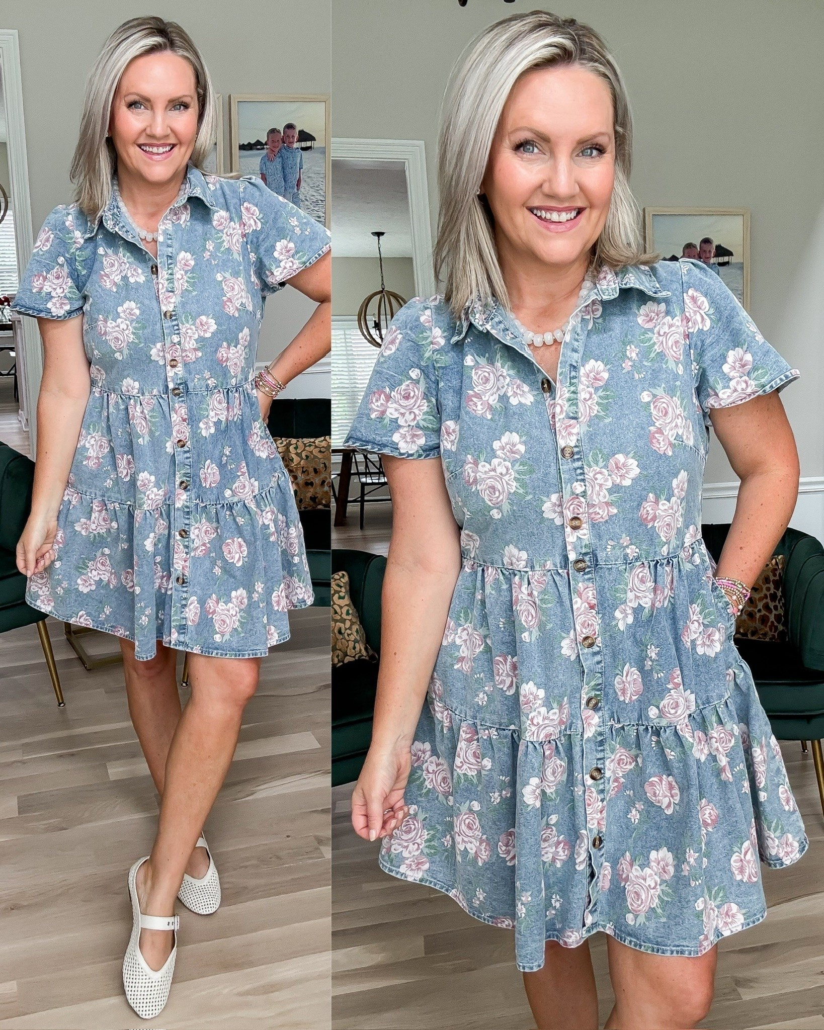 This floral denim dress is such a fun twist on a classic chambray style. The soft denim has a lightweight feel, the floral print makes it stand out, and the button-front design gives you that easy throw-on-and-go outfit you’ll keep reaching for from now into fall.

floral denim dress, chambray dress, casual dress, everyday outfit, fall transition style, button front dress, lightweight denim, teacher outfit, boutique fashion, weekend style, lovelylifestyling

#LTKootd #LTKOver40 #LTKmomlife
