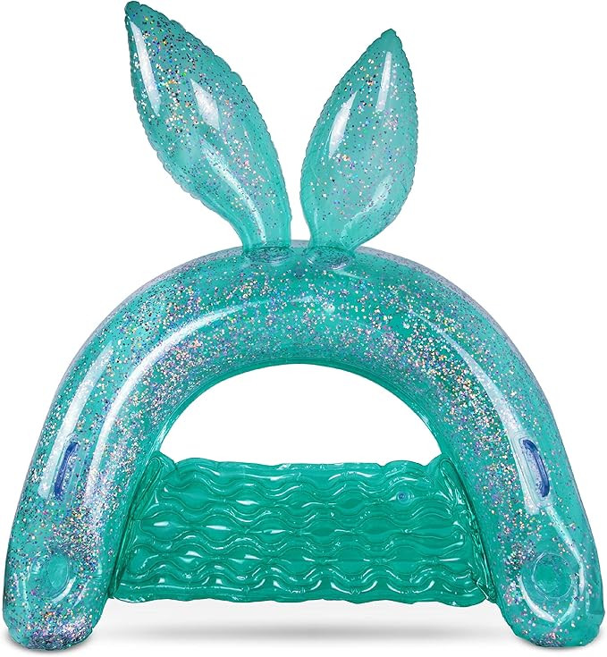 POZA Inflatable Bunny Pool Float Chair - Sparkle Confetti Lounge Inflatable Pool Floats, 2 Built ... | Amazon (US)