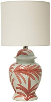 Creative Co-Op Hand-Painted Stoneware Botanical Pattern and Linen Shade Table Lamp, 10" L x 10" W... | Amazon (US)