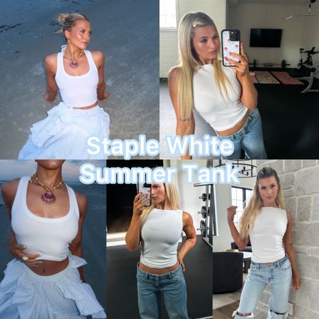 The number 1 summer essential clothing item you need for summer is…. A staple white tank. I am going to link all my favs below, and the ones shown 👏🏼🫶🏼🌊🌺

#LTKSeasonal #LTKFindsUnder50 #LTKSaleAlert