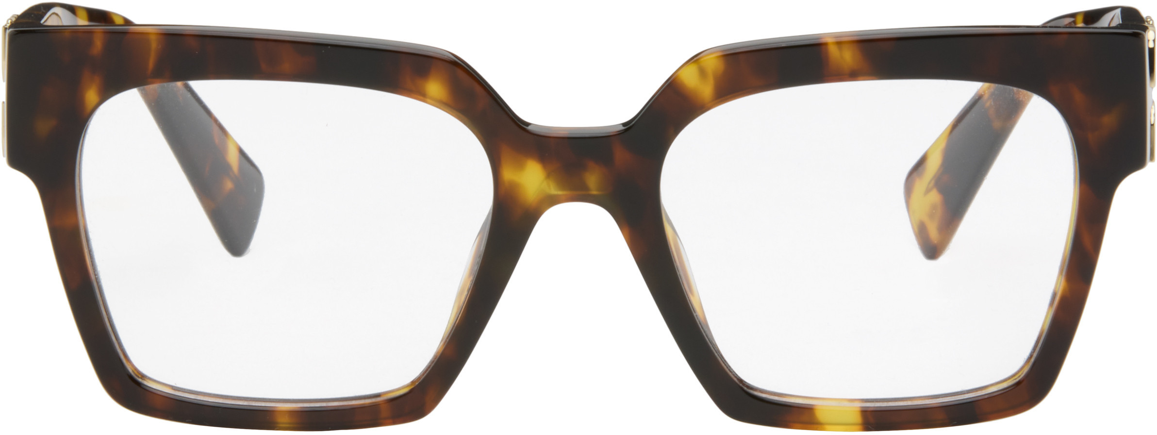 Miu Miu Eyewear Brown Miu Glimpse Glasses | SSENSE