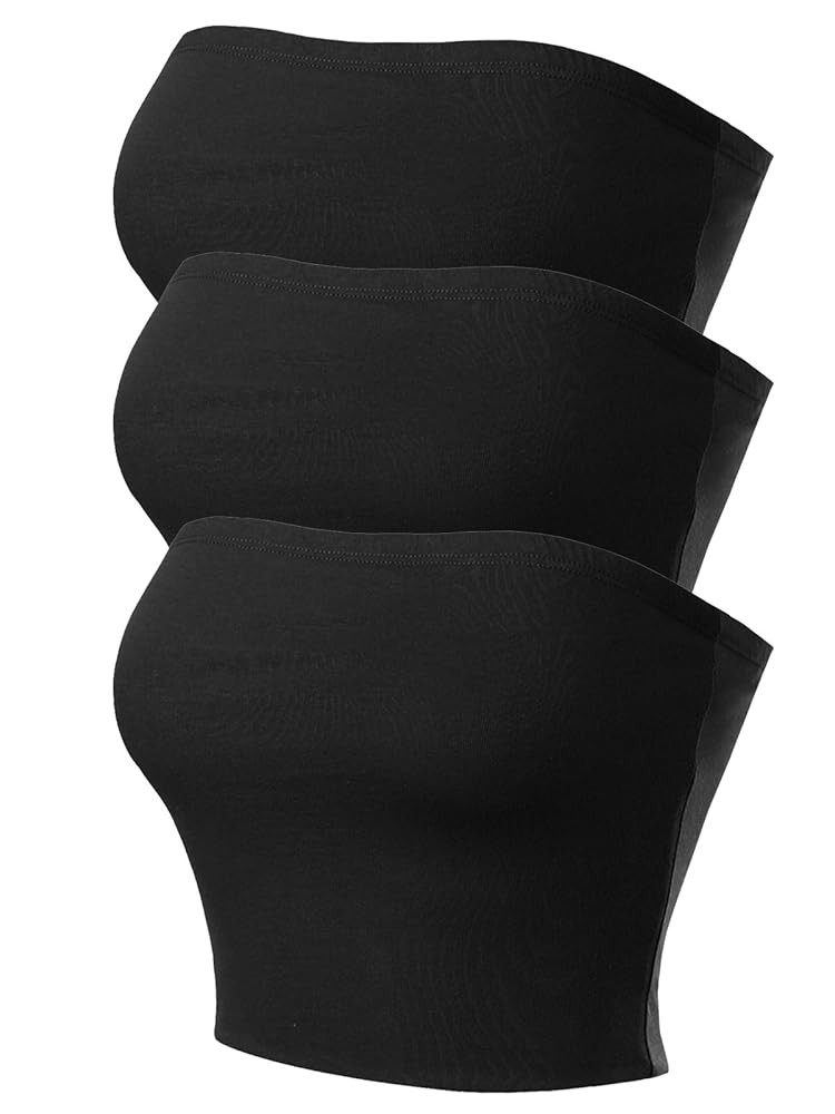 MixMatchy Women's Strapless Tube Tops Basic Bandeau Crop Sleeveless Backless Casual Sexy Going Ou... | Amazon (US)