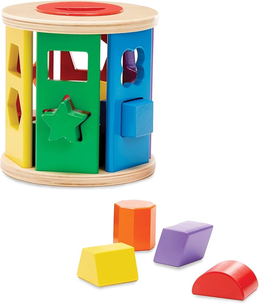 Melissa & Doug Match and Roll Shape Sorter - Classic Wooden Toy | Amazon (US)
