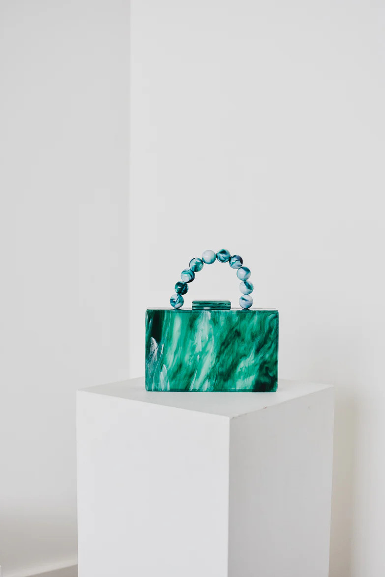 Santiago Acrylic Box Bag with Top Handle - Jade | Confête