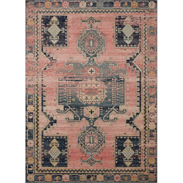 Vergara Southwestern Area Rug in Rose Pink/Tan/Wheat/Ivory/Blue | Wayfair North America