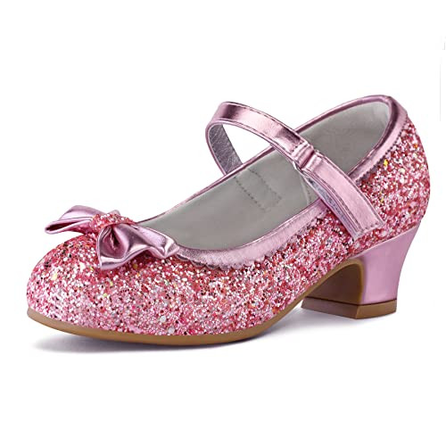 K KomForme Girl's Dress Shoes Mary Jane Glitter 1.5 in Low Heel Wedding Party Princess Shoes for ... | Amazon (US)