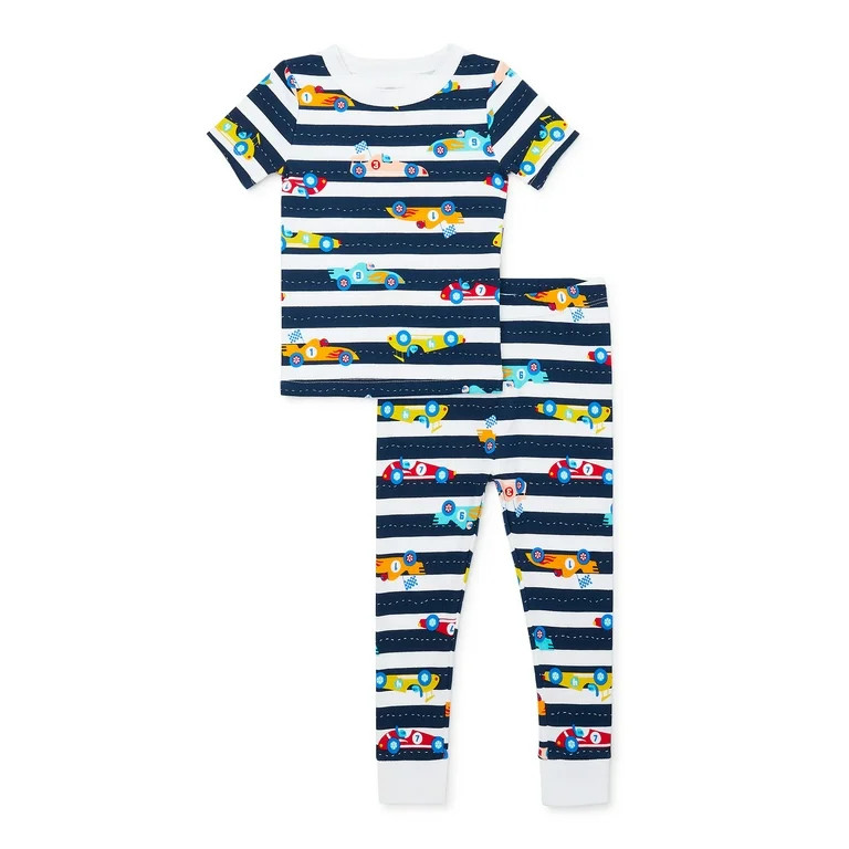 Wonder Nation Baby and Toddler Boy Tight Fit Cotton Pajama Set 2-Piece, Sizes 12M-5T | Walmart (US)