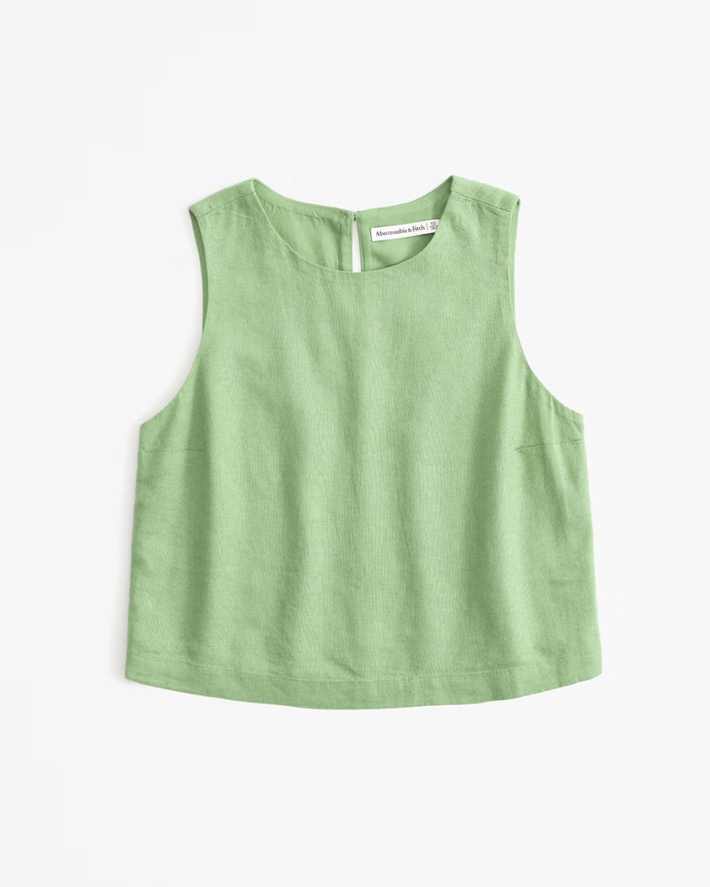Linen-Blend High-Neck Set Top | Abercrombie & Fitch (US)