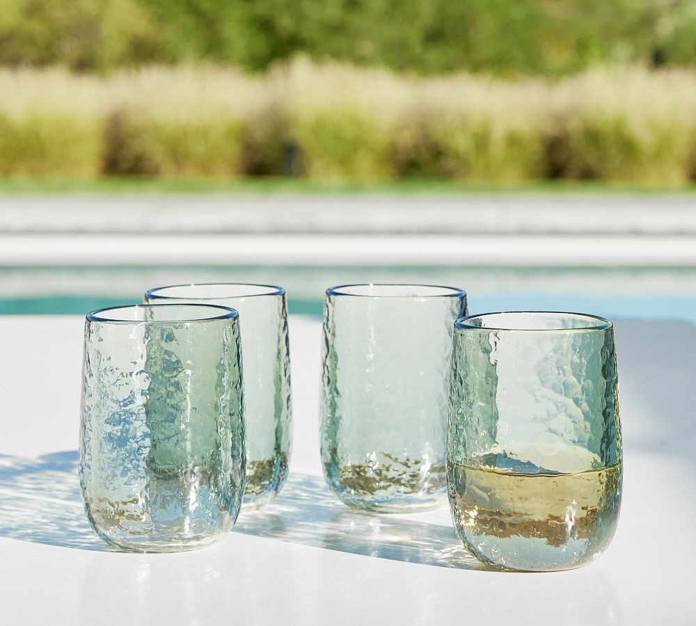 Hammered Outdoor Stemless Wine Glasses | Pottery Barn (US)