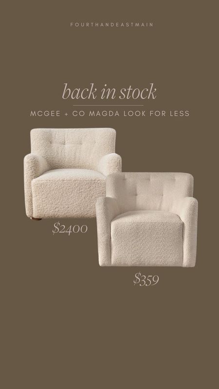 BACK IN STOCK in all colors ☁️☁️☁️☁️ lowest price i’ve seen as well 

mcgee & co magda chair
look for less 

#LTKHome