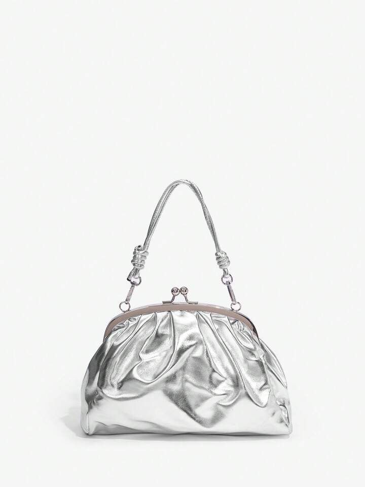 SHEIN ICON Women's Handbag Women Satchel PU Leather Silver | SHEIN