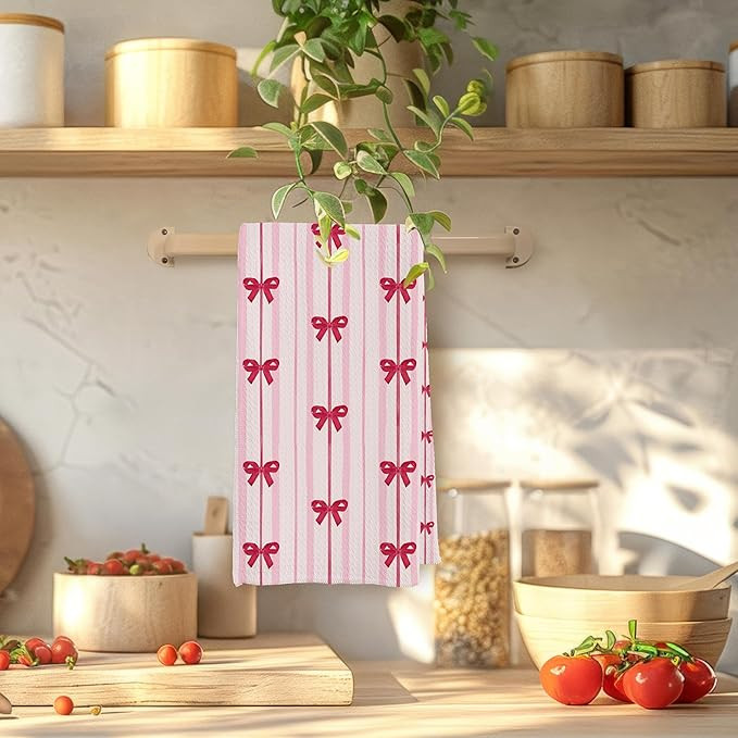 Coquette Red Bow Valentine's Day Kitchen Towels, Valentine's Day Gifts for Her Wife, Preppy Pink ... | Amazon (US)