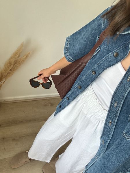 Everyday summer look ☀️☀️☀️

Cos denim shirt - wearing a size 6 - it’s super oversized!! If you’re petite like me - definitely size down -  kinda wish I’d got the 4!

New look crop white linen trousers - they’re cropped so petite friendly - wearing a size 8

Vest is Zara but it’s just a simple white vest - 

Bag and sunglasses are PLT as well as the shoes actually! 

Outfit ideas, mum style, clogs, Birkenstock clog dupes, white linen trousers 

#LTKSeasonal #LTKeurope #LTKstyletip