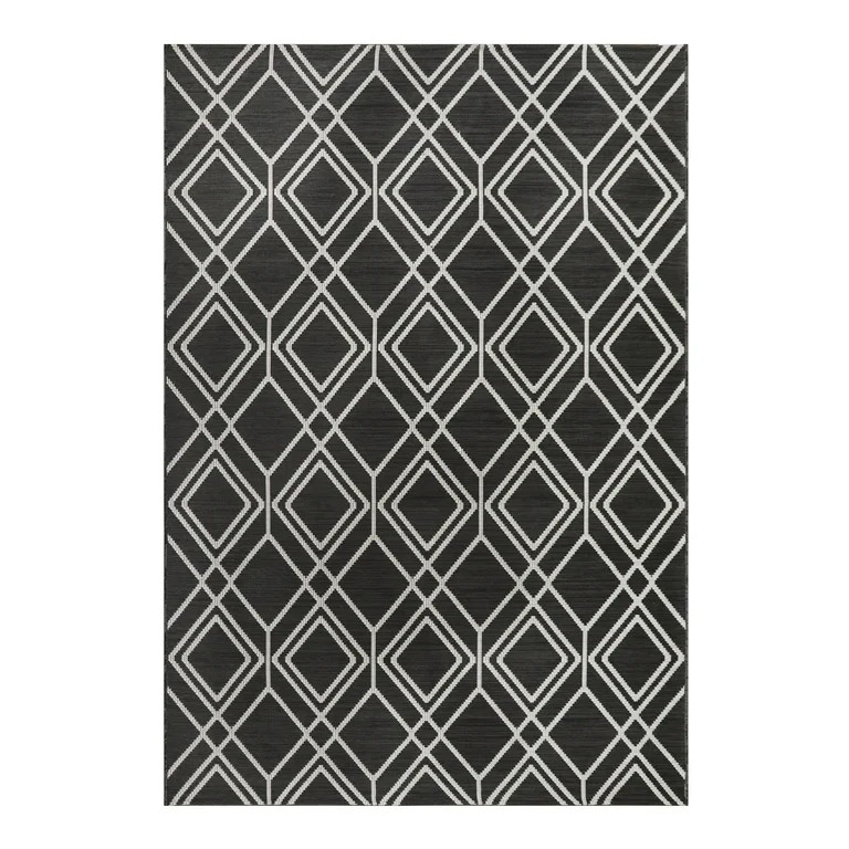 Better Homes & Gardens, Grey Diamond Geo Woven Outdoor Rug, 7X10 | Walmart (US)