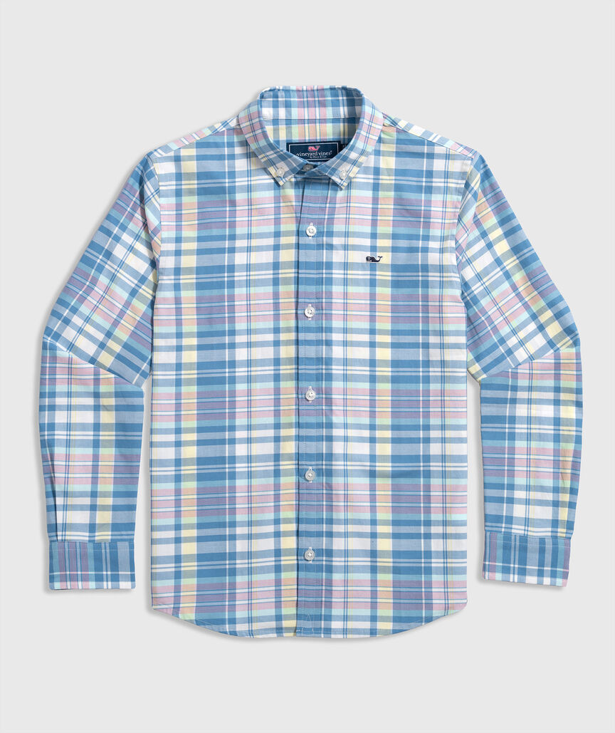 OUTLET Boys' Poplin Plaid Shirt | vineyard vines