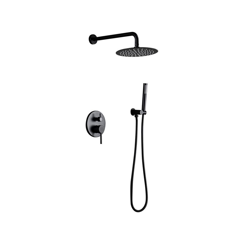 matrix decor 1-Spray Round Hand Shower and Showerhead from Wall Combo Kit with Slide Bar and Valv... | The Home Depot