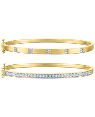 2-Pc. Set Diamond Bangle Bracelets (1/5 ct. t.w.) in 14k Gold-Plated Sterling Silver | Macy's