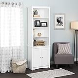 Prepac Tall Bookcase with 2 Shaker Doors, 80" H, White | Amazon (US)