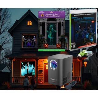 Atmosfx Halloween Hollusion Projector Kit - 8-Videos on USB Plus Projector Plus 5 ft. x 9 ft. Screen | The Home Depot
