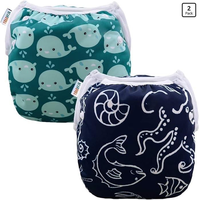 ALVABABY Swim Diapers 2pcs Reusable Baby Boy Swim Diaper 0-8 Months Adjustable Snap Washable Infa... | Amazon (US)