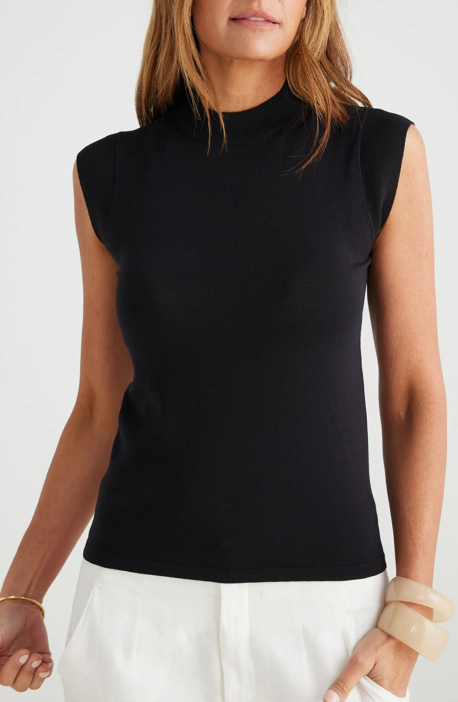 Brave+True Paula Mock Neck Cap Sleeve Sweater | Nordstrom | Nordstrom