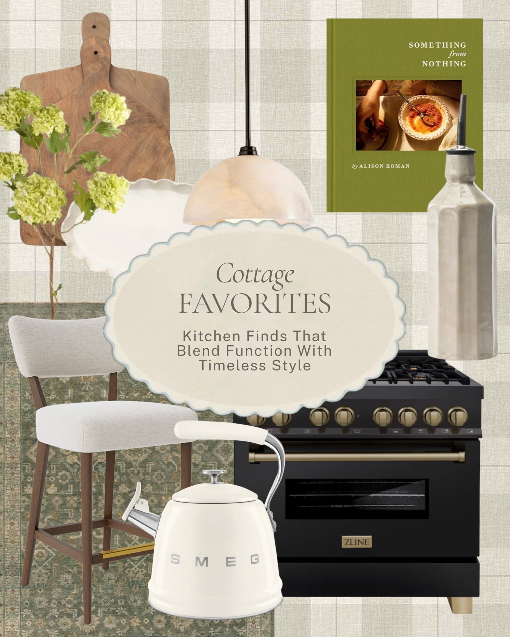 Kitchen finds that blend function with timeless style. 

A statement range in a color that will never feel dated, counter stools with real texture, and the small tools, a good cutting board, a well-loved cookbook, that make a kitchen feel lived in, not staged.

All linked here 🤍 #LTKhome