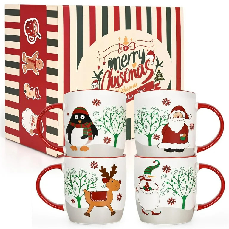 Futtumy Christmas Gifts Ceramic Mugs, Reindeer Santa Snowman Penguin Mugs Gifts, Christmas Gifts,... | Walmart (US)
