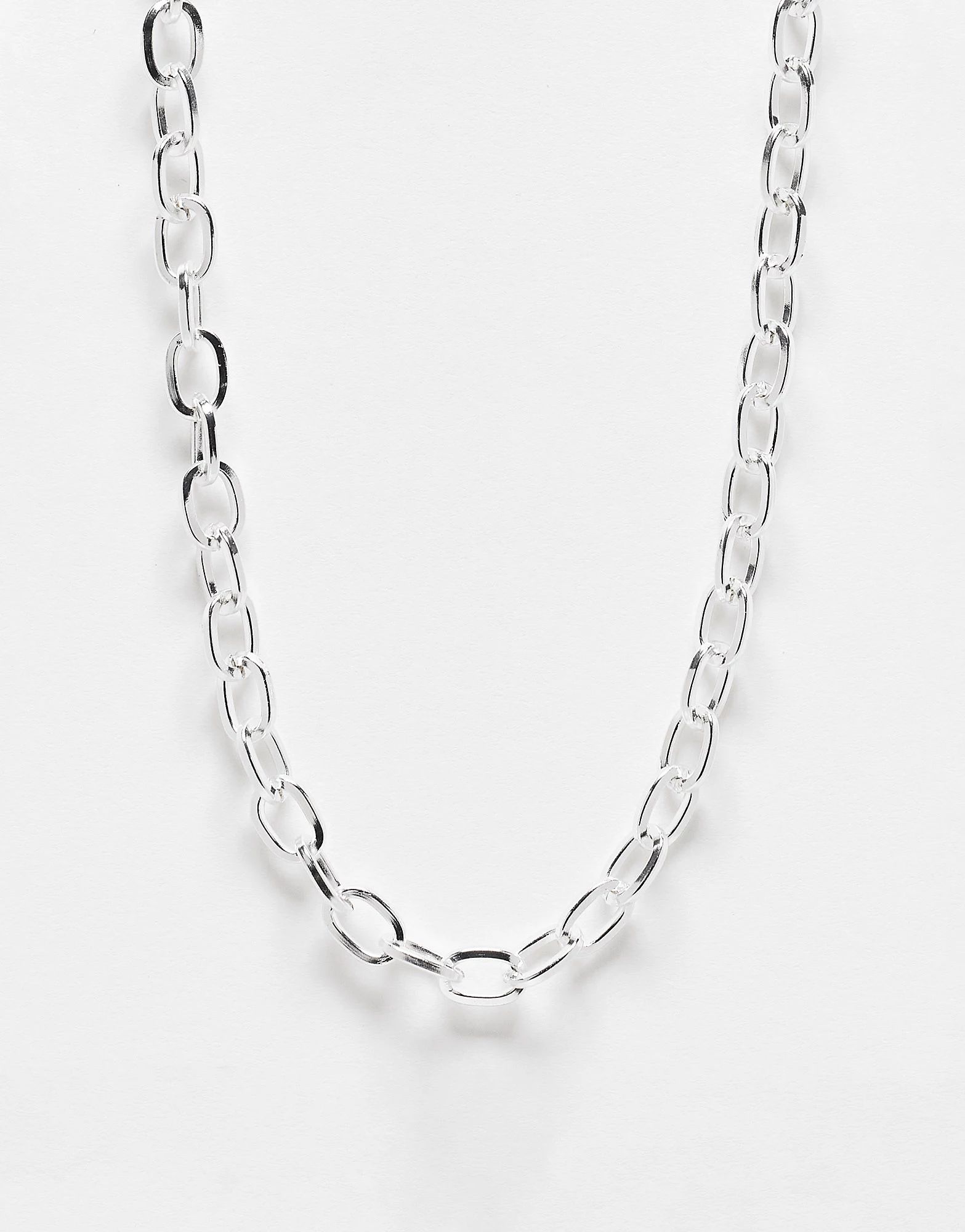 WFTW checkerboard tag chain necklace in silver | ASOS (Global)