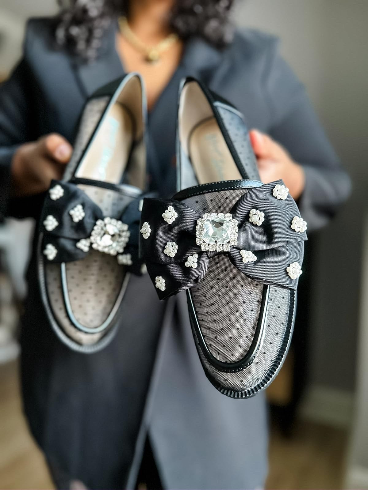 Polka dot, bow, and mesh loafers! Love these for a little extra flair for any outfit! I paired them with a blazer and lace pants  

#LTKHoliday #LTKootd #LTKPlusSize