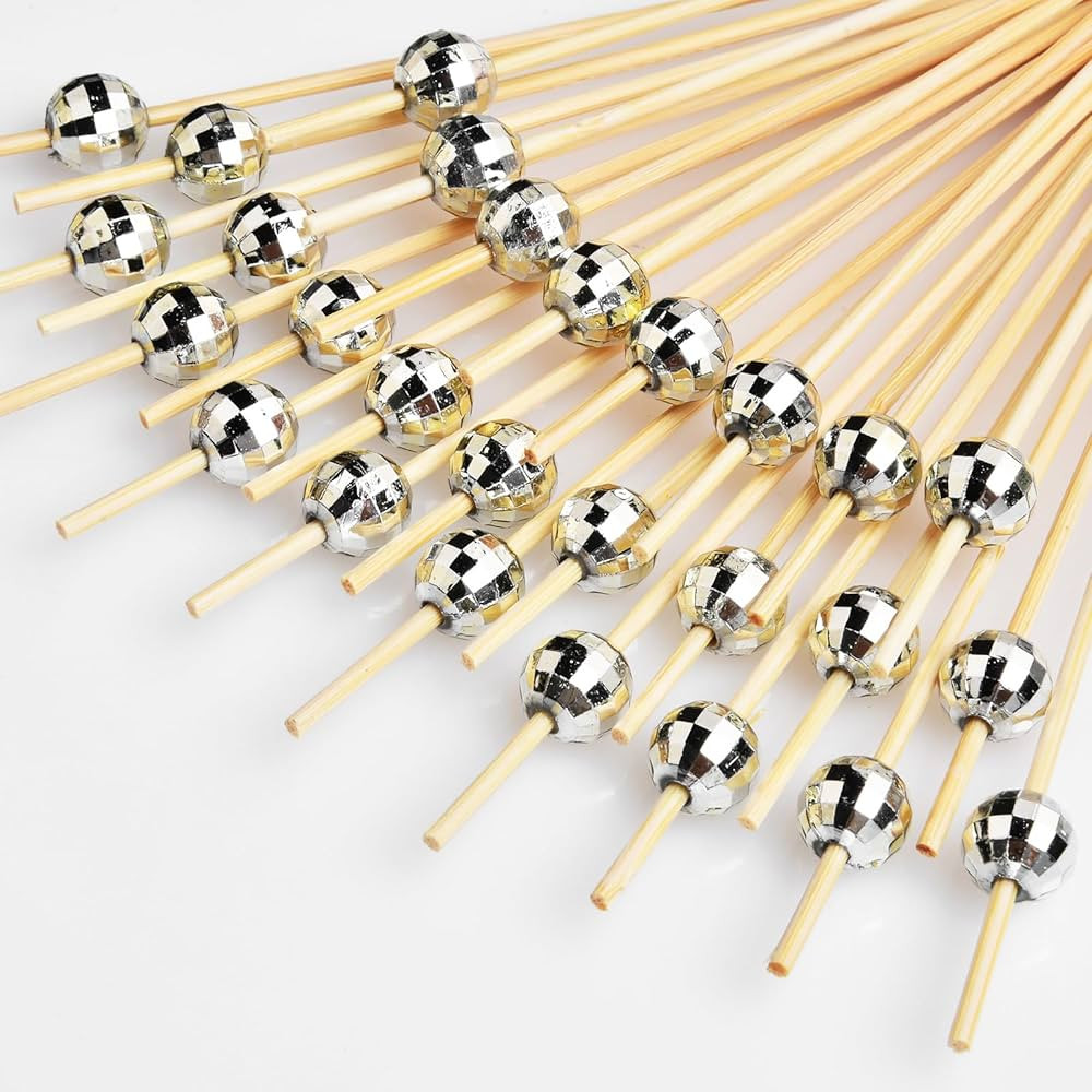 ALINK 100 Pcs Disco Ball Cocktail Picks, 4.7 in Disco Ball Decor Toothpicks for Appetizers, Drink... | Amazon (US)