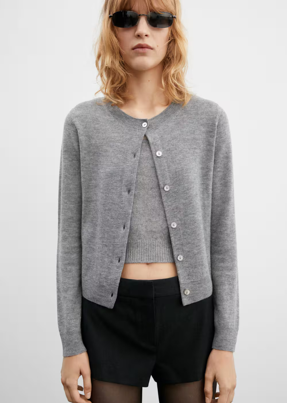 Round-neck wool cardigan -  Women | Mango USA | MANGO (US)